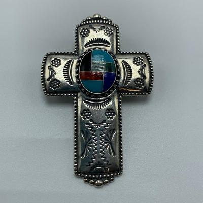 Southwest Style 925 & 14K Cross Pendants & Ring with Opal & Turquoise (B3-HS)