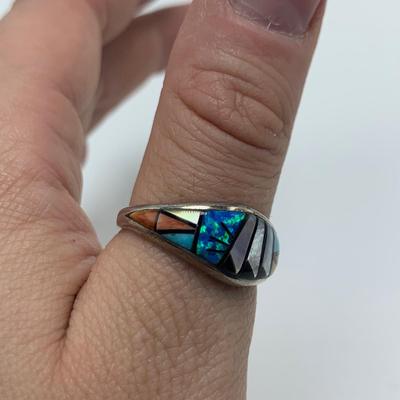 Southwest Style 925 & 14K Cross Pendants & Ring with Opal & Turquoise (B3-HS)