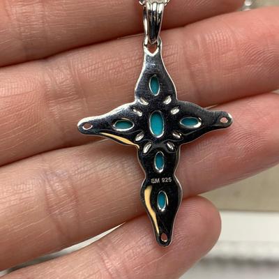 Turquoise Cross Pendants on 14K & 925 (B3-HS)