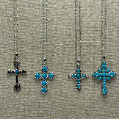 Turquoise Cross Pendants on 14K & 925 (B3-HS)