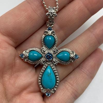 Turquoise Cross Pendants on 14K & 925 (B3-HS)