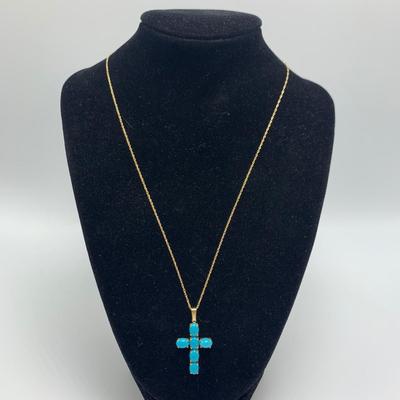 Turquoise Cross Pendants on 14K & 925 (B3-HS)