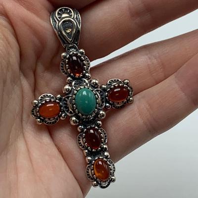Turquoise Cross Pendants on 14K & 925 (B3-HS)