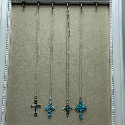 Turquoise Cross Pendants on 14K & 925 (B3-HS)