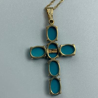 Turquoise Cross Pendants on 14K & 925 (B3-HS)