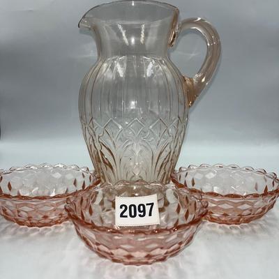 Glass Pitcher and Bowls