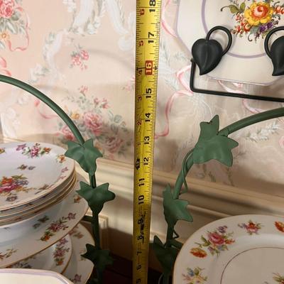 Vintage Lot Metal Serving Stands, Wall Display, Fine China