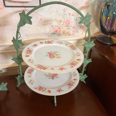 Vintage Lot Metal Serving Stands, Wall Display, Fine China