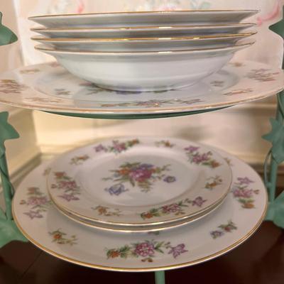 Vintage Lot Metal Serving Stands, Wall Display, Fine China