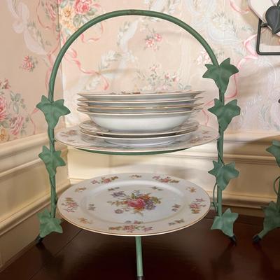 Vintage Lot Metal Serving Stands, Wall Display, Fine China