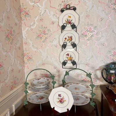 Vintage Lot Metal Serving Stands, Wall Display, Fine China