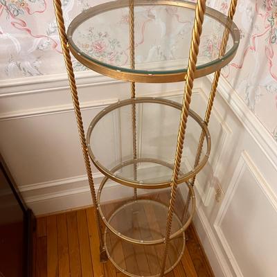Wrought Iron Glass Shelf Etagere
