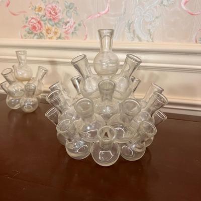 3 Vintage Glass Cluster Bud Vases