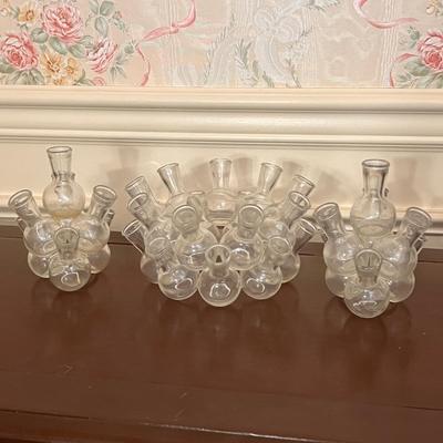 3 Vintage Glass Cluster Bud Vases