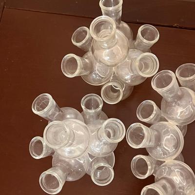 3 Vintage Glass Cluster Bud Vases