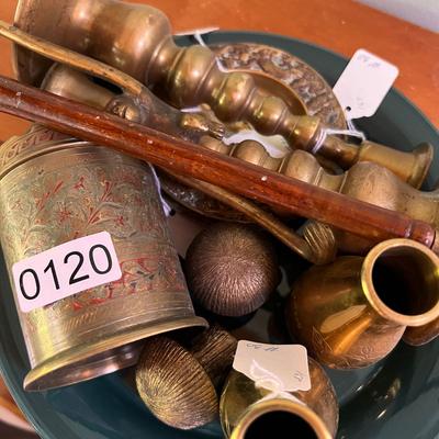 Antique Vintage Brass Lot - Vases, Plates, Candle Holders, Monkey Hook