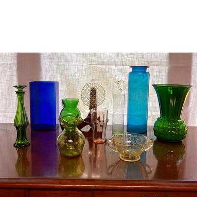 Vintage Colored Decorative Glass Lot