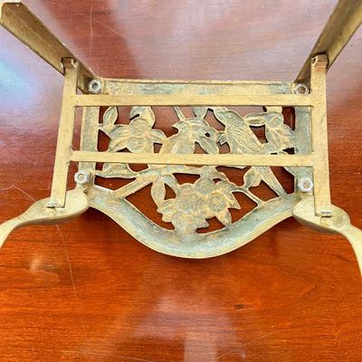 Antique Brass Footman Fireplace Trivet Kettle Stool