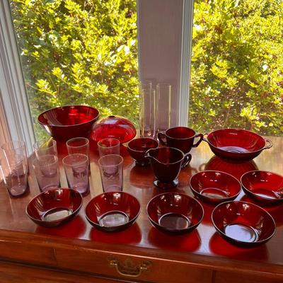 Large Lot Vintage Colored Glass