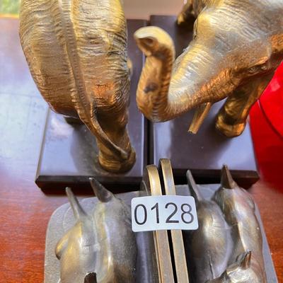 2 Pairs Brass Vintage Book Ends - Frankart Inc.