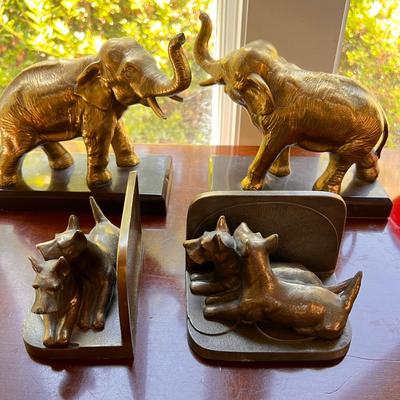 2 Pairs Brass Vintage Book Ends - Frankart Inc.
