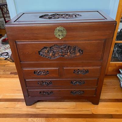 Authentic George Zee & Co. MCM Carved Chest