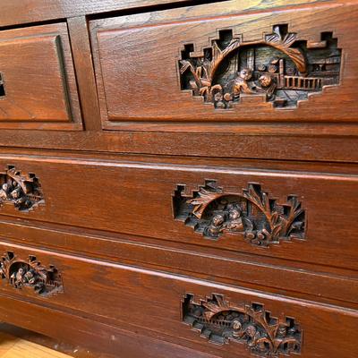 Authentic George Zee & Co. MCM Carved Chest