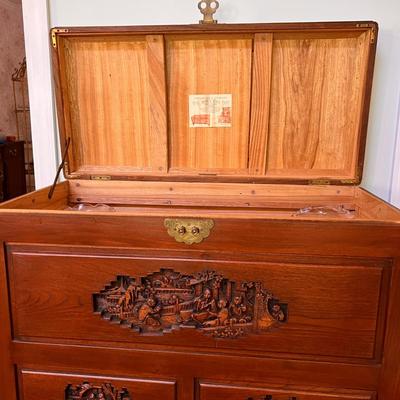 Authentic George Zee & Co. MCM Carved Chest