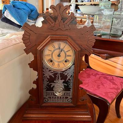 Antique Vintage Decor Lot - Chairs, Clock, Table