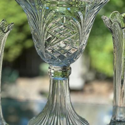 3 Vintage Vases - 14.5â€ Imperial Crystal, 2 Swing Vases