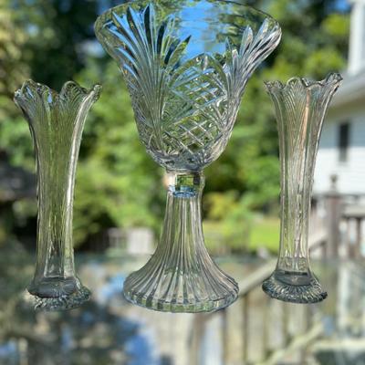 3 Vintage Vases - 14.5â€ Imperial Crystal, 2 Swing Vases