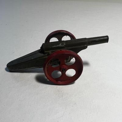 3 Red and Brass Cannons