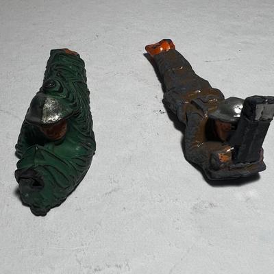 Manoil two Sharpshooter lying down and man with Cannon