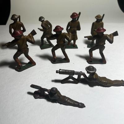 Lot of 9 Grey Iron Soldiers