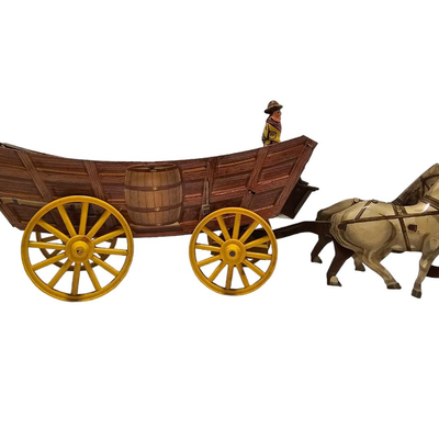 Tin Toy Horse and Wagon