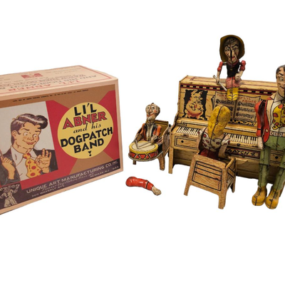 Tin toy wind up lil abner and his dogpatch band