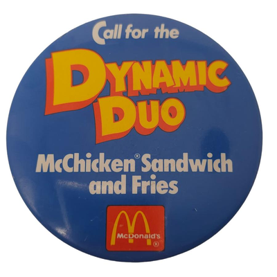 vintage button pin advertising mcdonalds