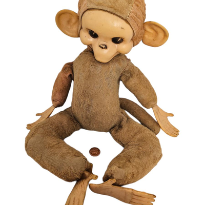 vintage rubber face stuffed monkey