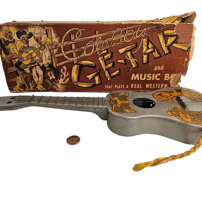 cowboy getar music player vintage toy