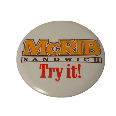 vintage mcdonals advertising button pin mcrib