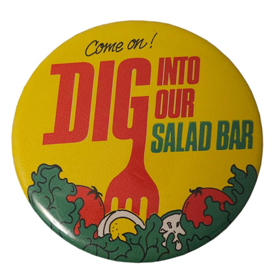 vintage button pin advertising