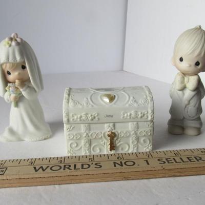 Lot 120:  Older Precious Moments Wedding Figures and Trinket Box