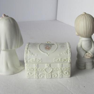Lot 120:  Older Precious Moments Wedding Figures and Trinket Box
