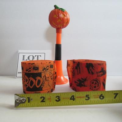 Lot 122:  Plastic Halloween Horn and 2 Halloween Streamer Rolls