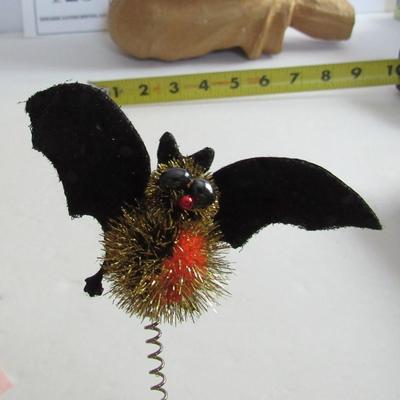 Lot 123:  Halloween Paper Mache Witch and Bat