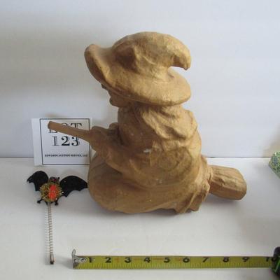 Lot 123:  Halloween Paper Mache Witch and Bat