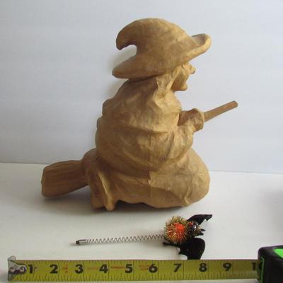 Lot 123:  Halloween Paper Mache Witch and Bat
