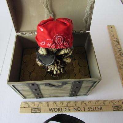 Lot 124:  Plastic Halloween Treasure Chest With Animated Pirate