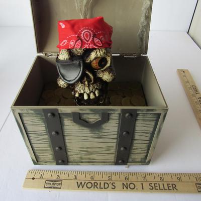 Lot 124:  Plastic Halloween Treasure Chest With Animated Pirate