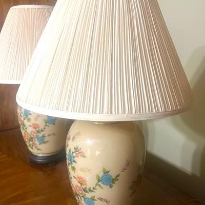 Pair of Floral 3-Way Lamps